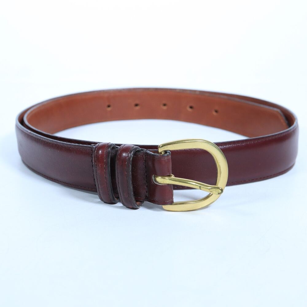 COACH Mens Belt size 38 Olympics Burgundy Calfskin & Solid Brass Leather 1” Belt